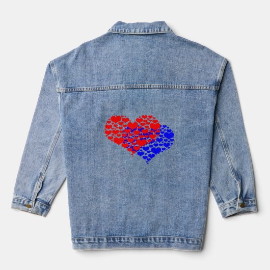 Twee harten blauw en rood denim jacket (Achterkant)
