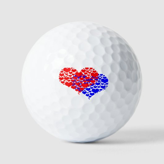 Twee harten blauw en rood golfballen (Voorkant)