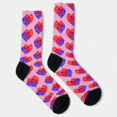 Twee harten blauw en rood sokken (Rechts)