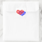 Twee harten blauw en rood vierkante sticker (Tas)