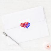 Twee harten blauw en rood vierkante sticker (Envelop)