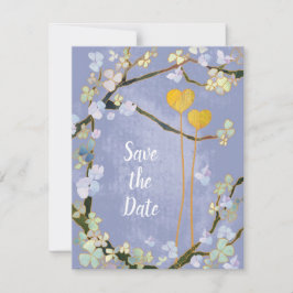 Twee harten blauwe boho bruiloft sparen de Datum Save The Date