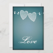 Twee harten  blauwe bruiloft uitnodigingen (Achterkant)