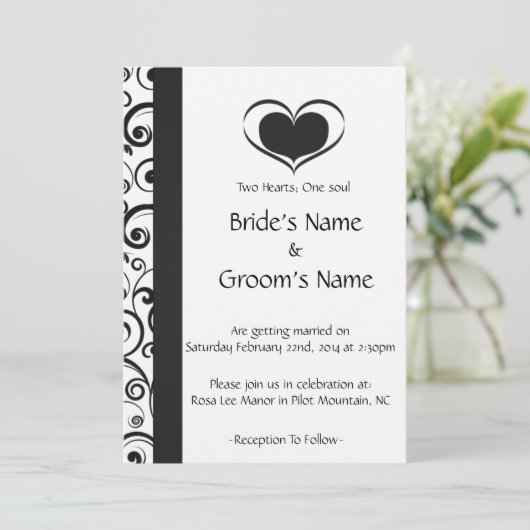 Twee harten bloemenbruiloft kaart (Staand voorkant)