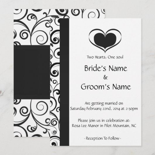 Twee harten bloemenbruiloft kaart (Voorkant / Achterkant)