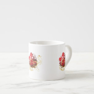 Twee harten boeket espresso kop