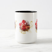 Twee harten boeket tweekleurige koffiemok (Center)