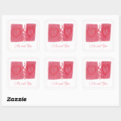 TWEE HARTEN BREIEN Grote vierkante Stickers + teks (Vel)