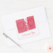 TWEE HARTEN BREIEN Grote vierkante Stickers + teks (Envelop)