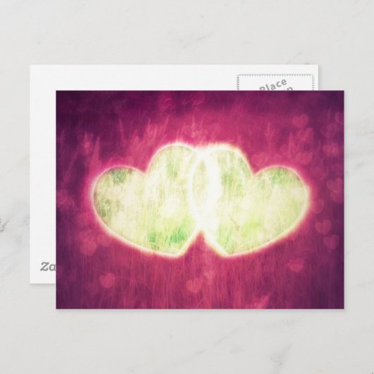 Twee harten briefkaart (Voorkant / Achterkant)