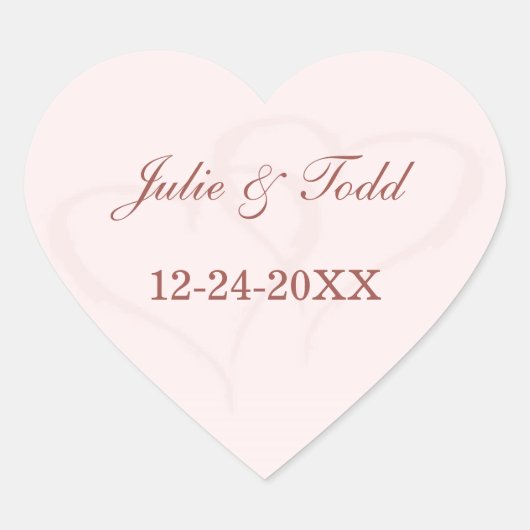 Twee harten bruiloft hart sticker (Voorkant)