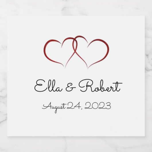 Twee harten bruiloft / jubileum champagne labels sparkling wijnetiket (Enkel label)