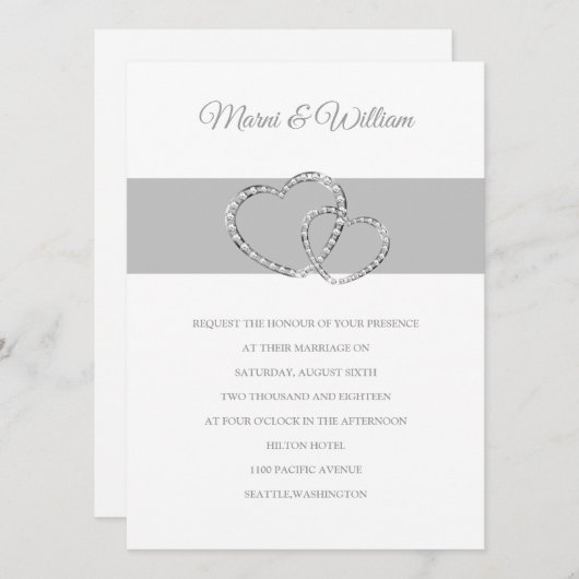 Twee harten-bruiloft kaart (Voorkant / Achterkant)