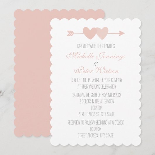 Twee harten bruiloft kaart (Voorkant / Achterkant)