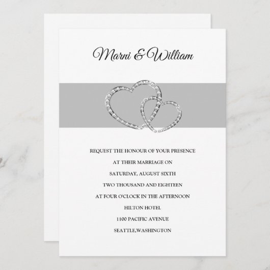 Twee harten-bruiloft kaart (Voorkant / Achterkant)