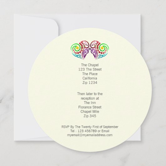 Twee harten bruiloft kaart (Achterkant)