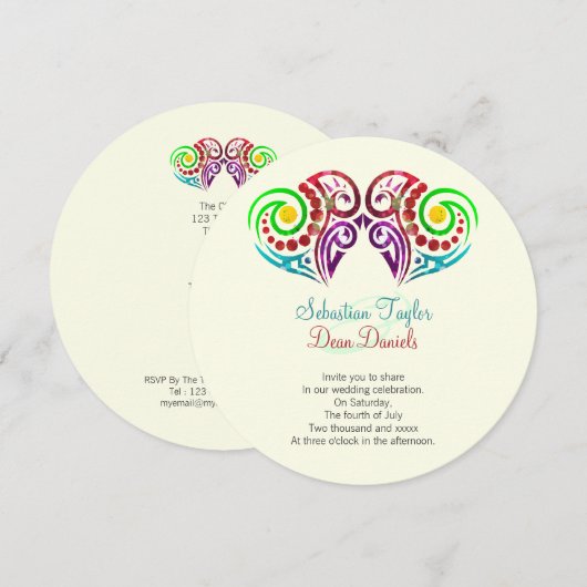 Twee harten bruiloft kaart (Voorkant / Achterkant)