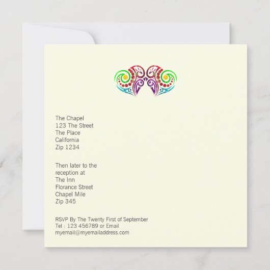 Twee harten bruiloft kaart (Achterkant)