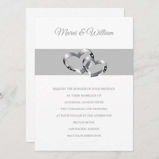 Twee harten-bruiloft kaart (Voorkant / Achterkant)