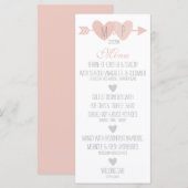 Twee harten bruiloft menu (Voorkant / Achterkant)