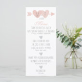 Twee harten bruiloft menu (Staand voorkant)