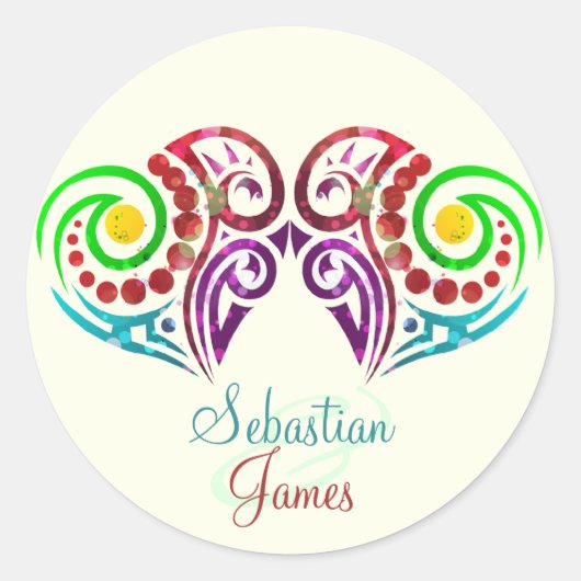 Twee harten bruiloft ronde sticker (Voorkant)