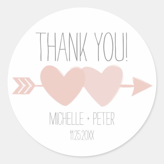 Twee harten bruiloft ronde sticker (Voorkant)