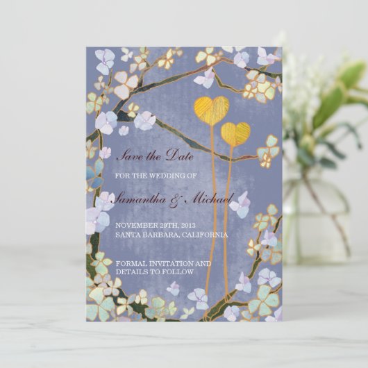 Twee harten bruiloft sparen de Uitnodigingen van d (Staand voorkant)