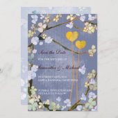 Twee harten bruiloft sparen de Uitnodigingen van d (Voorkant / Achterkant)