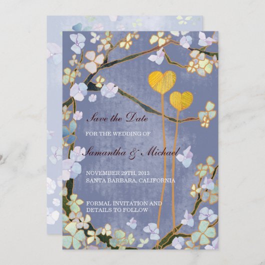 Twee harten bruiloft sparen de Uitnodigingen van d (Voorkant / Achterkant)