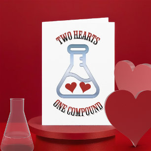 Twee harten Chemie Valentijnsdag kaart