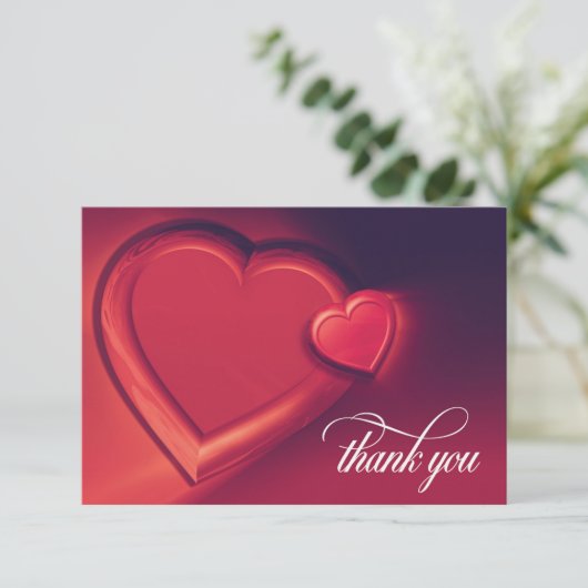 Twee harten Dank u Kaart (Versie 1) (Staand voorkant)