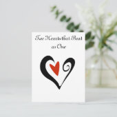 Twee harten die als één kloppen briefkaart (Staand voorkant)