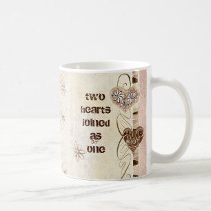Twee harten die als één liefdesMok zijn toegetre Koffiemok