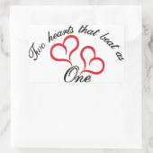 Twee harten die als één slaan rechthoekige sticker (Tas)