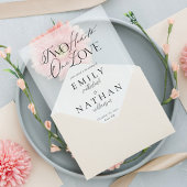 Twee Harten Een Hart Minimale Moderne Script Trouw Vellum Uitnodigingen