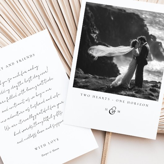 "TWEE HARTEN - ÉÉN HORIZON" Foto Dank u kaart