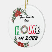 Twee harten een huis, eerste kerst nieuwe huis ker keramisch ornament (Links)