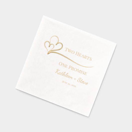 Twee harten, een huwelijksbelofte folie servetten (Links)