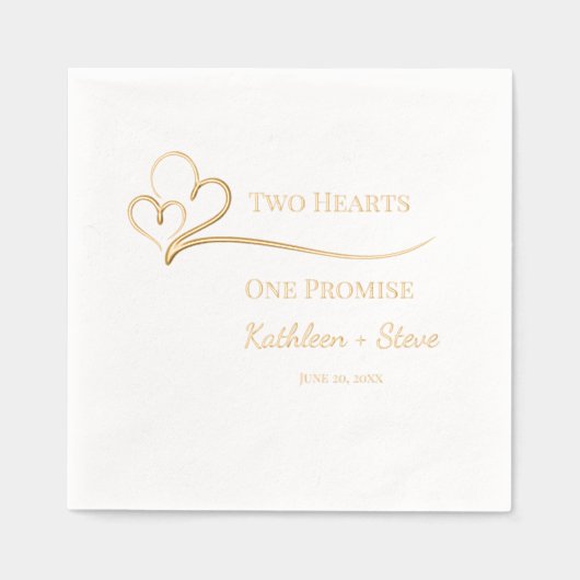 Twee harten, een huwelijksbelofte folie servetten (Voorkant)