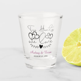 Twee harten een liefde bruiloft aandenken shot glas