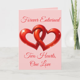 Twee harten, één liefde feestdagen kaart