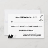 Twee harten, één liefde, het Stropdas kloppen RSVP Kaartje (Voorkant)