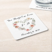 Twee harten een liefde roze crème Rozen Kartonnen Onderzetters (Schuin)