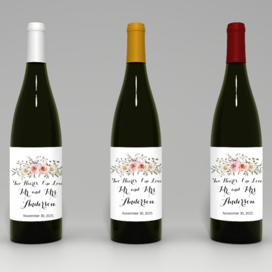 Twee harten een liefde roze crème Rozen Wijn Etiket