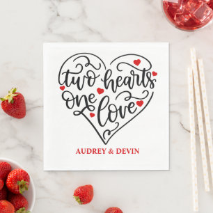 Twee harten één liefde servet