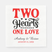 Twee harten één liefde trouwcocktail servetten (Voorkant)