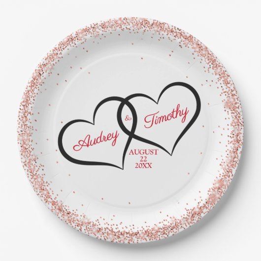 Twee harten één liefde Trouwerij Persoonlijk Papieren Bordje (Voorkant)