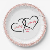 Twee harten één liefde Trouwpersoonlijk Papieren Bordje (Voorkant)