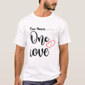 Twee harten Een liefde Tshirts, Koppels T - shirts (Voorkant)